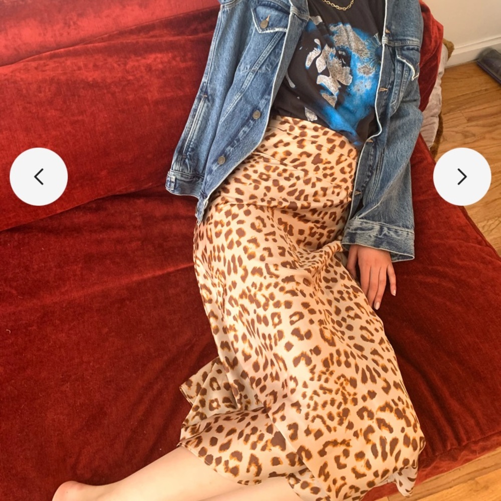 Free People Leopard Silk Skirt